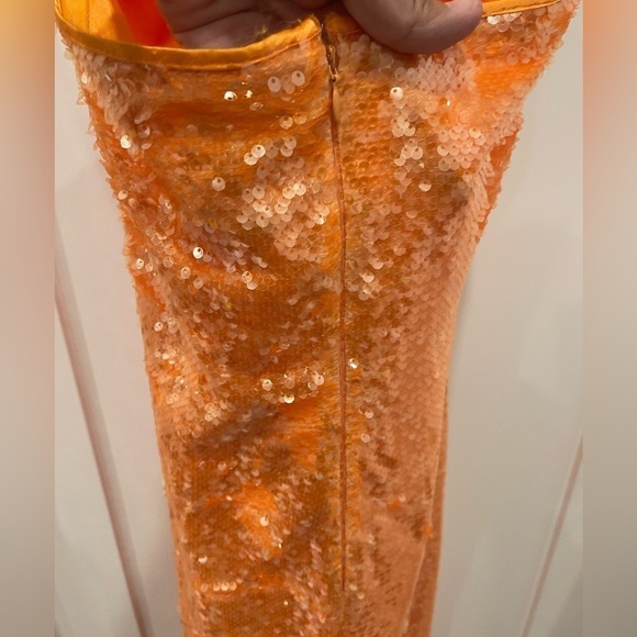 Caroline Constas Orange Sequins Halter Midi Dress.Size S - Picture 8 of 14